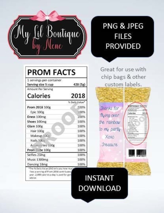 Chip Bag Nutrition Facts Label