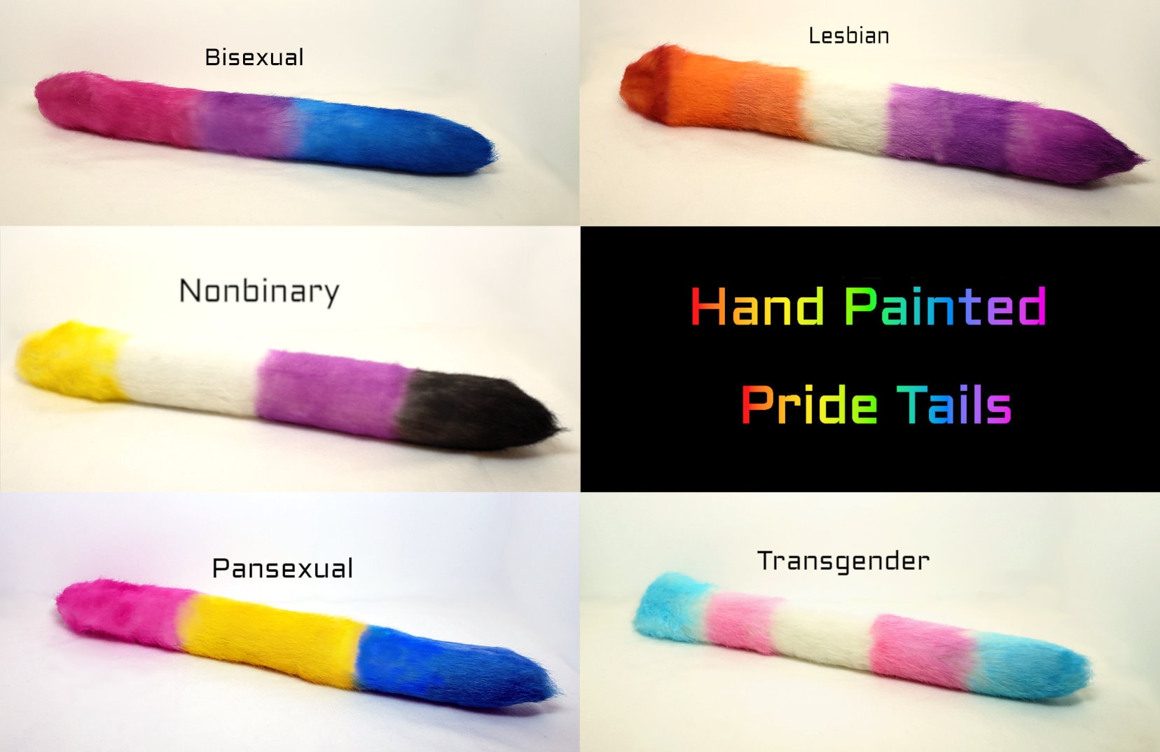 Hand Painted Pride Flag Tails