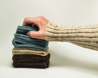 Fitted rib knit merino blend arm warmers