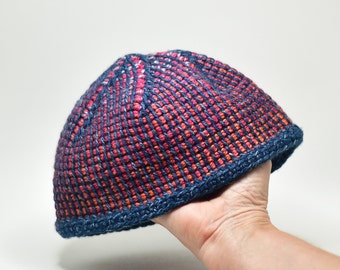 Cropped kid's cap in non-scratchy yarn, machine washable with care, made in Australia