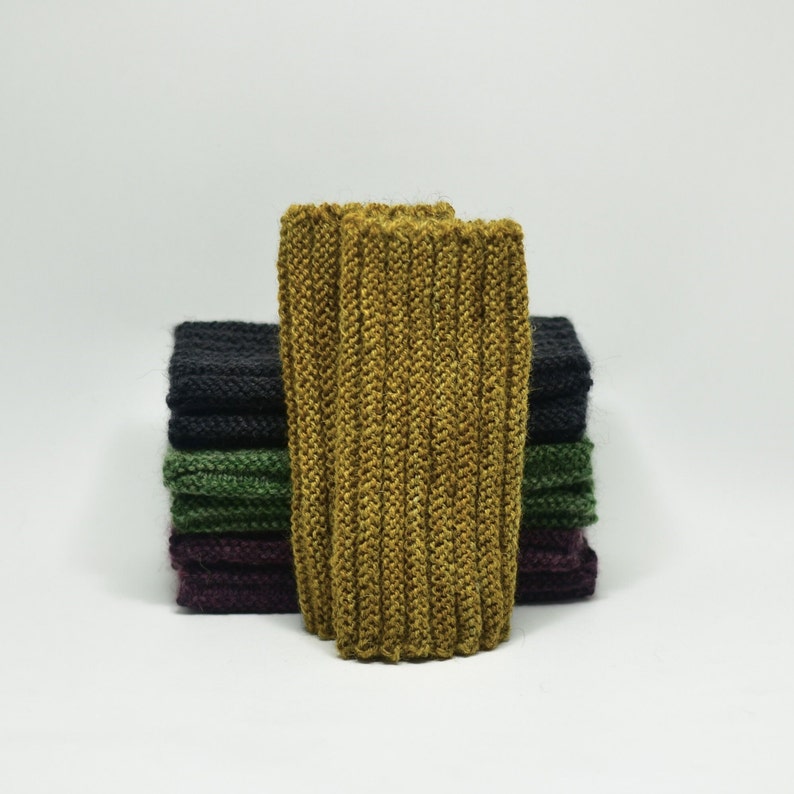 Seamless ribbed wrist warmers with possum, recycled natural fibre yarn image 7