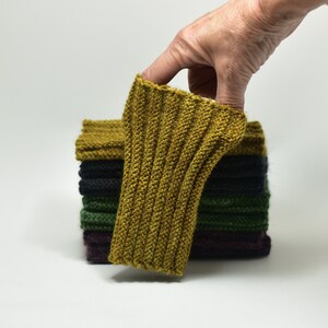 Seamless ribbed wrist warmers with possum, recycled natural fibre yarn image 2