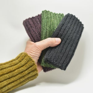 Seamless ribbed wrist warmers with possum, recycled natural fibre yarn image 2
