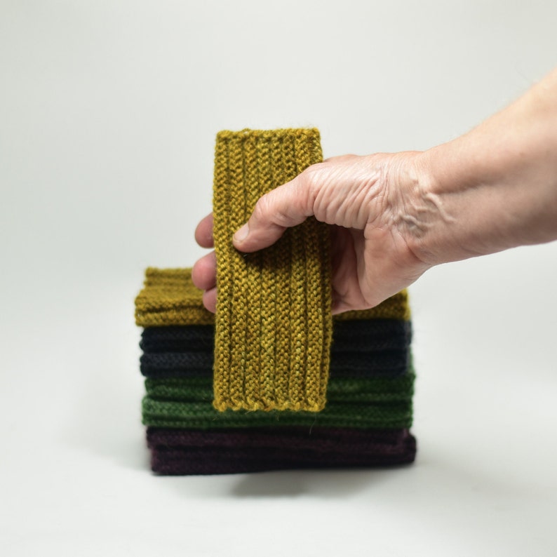 Seamless ribbed wrist warmers with possum, recycled natural fibre yarn image 3