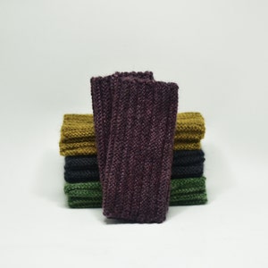 Seamless ribbed wrist warmers with possum, recycled natural fibre yarn image 6