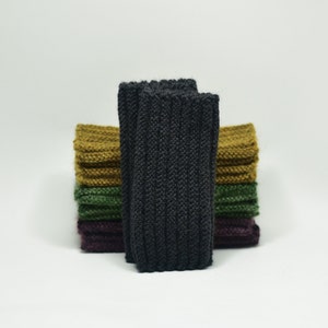 Seamless ribbed wrist warmers with possum, recycled natural fibre yarn image 4