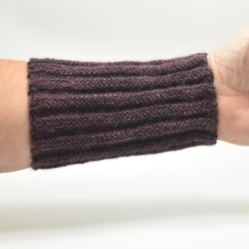 Seamless ribbed wrist warmers with possum, recycled natural fibre yarn image 5