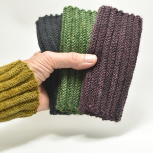 Seamless ribbed wrist warmers with possum, recycled natural fibre yarn image 4