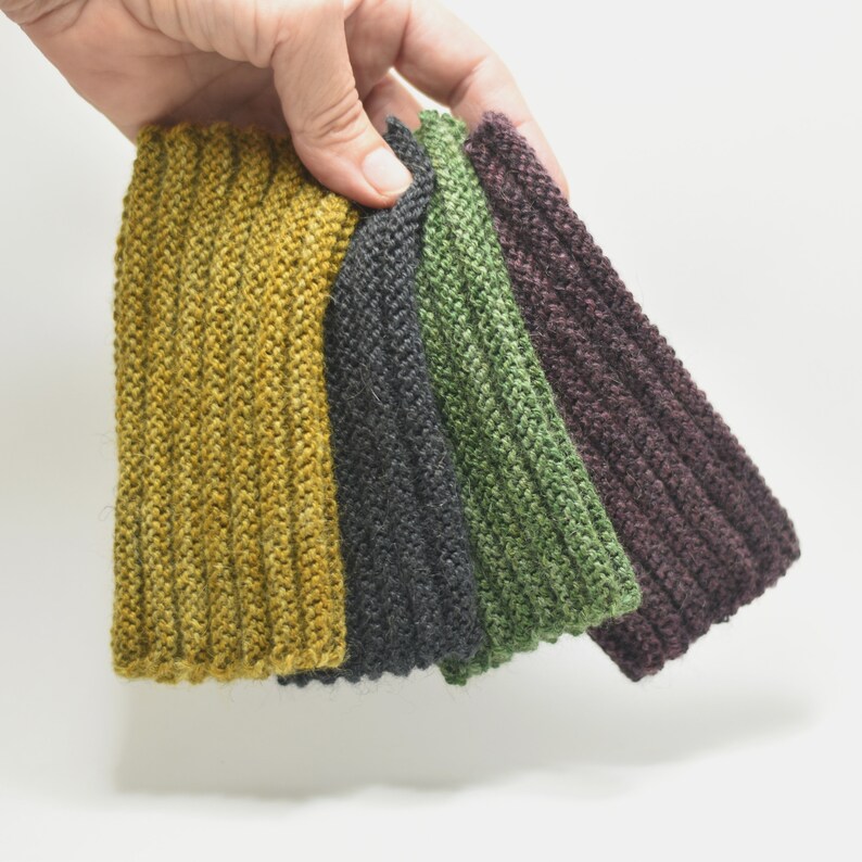 Seamless ribbed wrist warmers with possum, recycled natural fibre yarn image 1