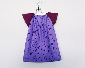 ready to ship 18 month peasant dress toddler dress short sleeve dress girls hippie dress bird dress purple dress towno