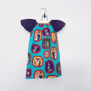 ready to ship 3T day of the dead short sleeve dress girls hippie dress dia de los muertos towno