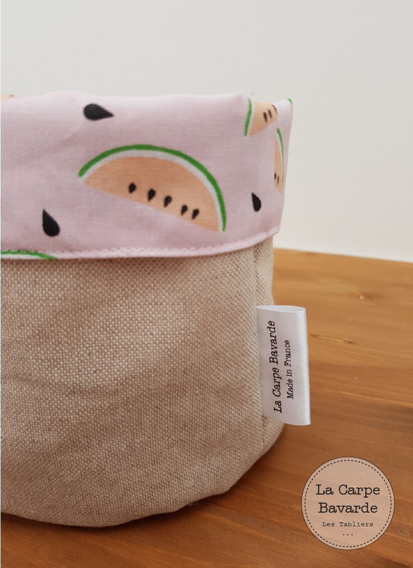 Panière Réversible - Pastèque Rose et Lin