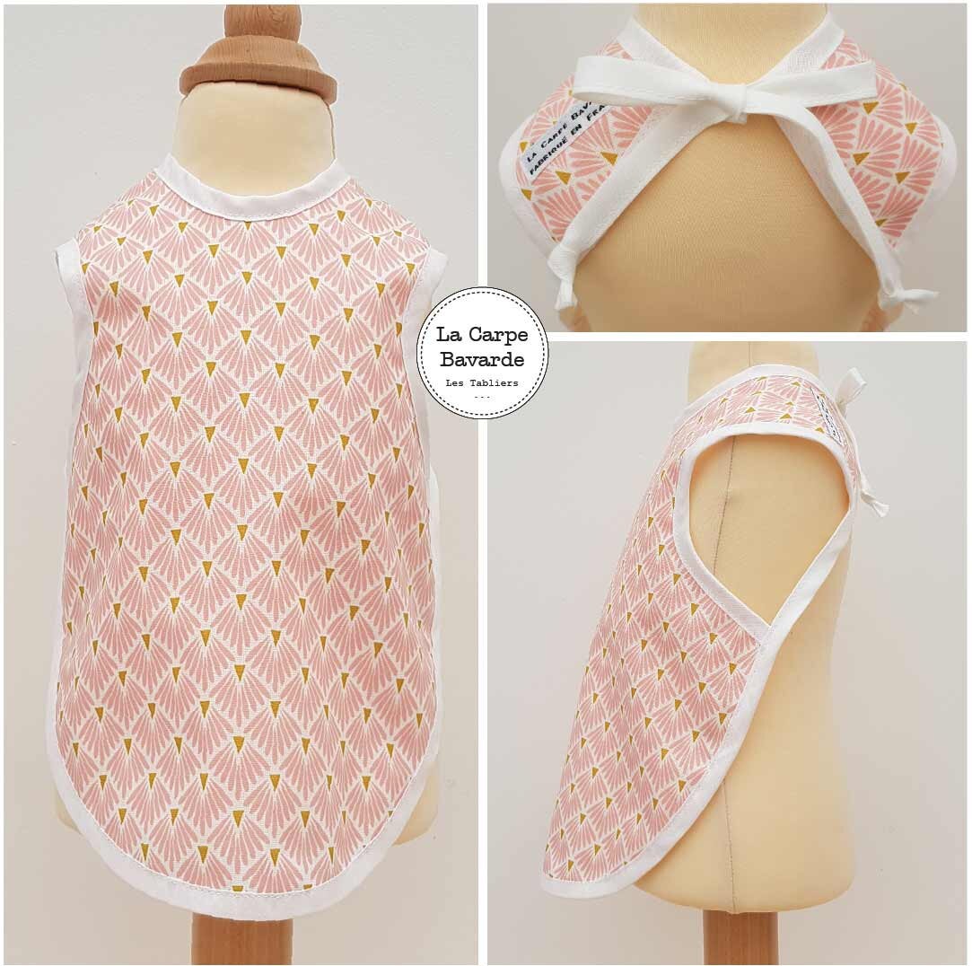 Tablier Enfant - Rose Pâle Tablier de Cuisine Bavoir en Coton Enduit 6-18 Mois 18-36 Mois