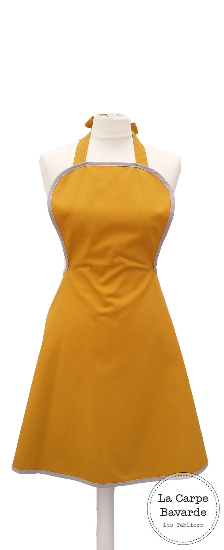 Tablier de Cuisine - Tablier Femme Élégant Jaune Moutarde -