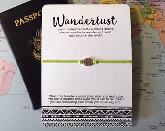 Wanderlust Wish Bracelet, Wanderlust Gift, Wanderlust Friendship Bracelet, Graduation Wish Bracelet, Travel Friendship Bracelet, Travel Wish