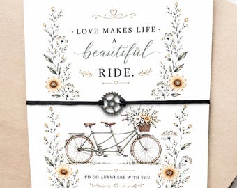 Bicycle Gear Wish Bracelet: Inspirational Charm, Cyclist Gift