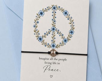 Peace sign wish bracelet - greeting card - peace - imagine