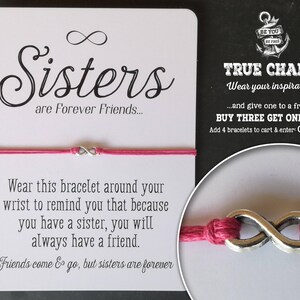 Gift for Sister,  Charm Bracelet, Valentine Card for Sister, Friendship Bracelet, Sister Birthday card,Best Friend Bracelet, Infinity Charm