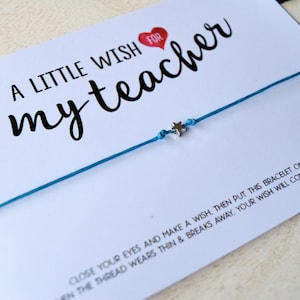 Teacher appreciation gift, Teacher bracelet, gift for teacher, teacher wish bracelet, wish string bracelet, wish bracelet card