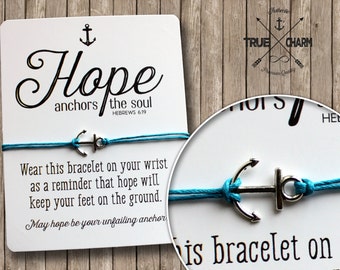 Hope Bracelet - Anchor Charm - Hope Anchors the Soul - Chistmas Gift - Inspirational Gift  - Bible Quote - Nautical - Stocking Stuffer