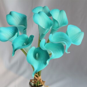 PU Calla Lily Bouquet Spa Blue Wedding Flowers Fake Flowers Pool Blue Bridal Bouquet DIY Wedding Decorations Flower Arrangement WLF-03