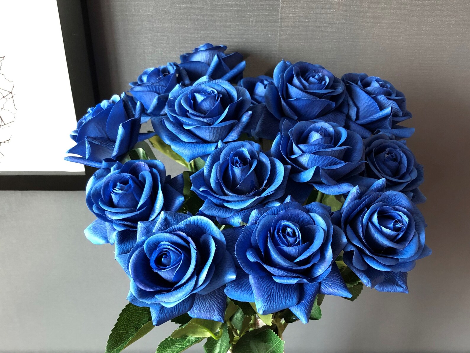 Royal Blue Real Touch Flowers Latex Silk Roses Royal Blue Etsy