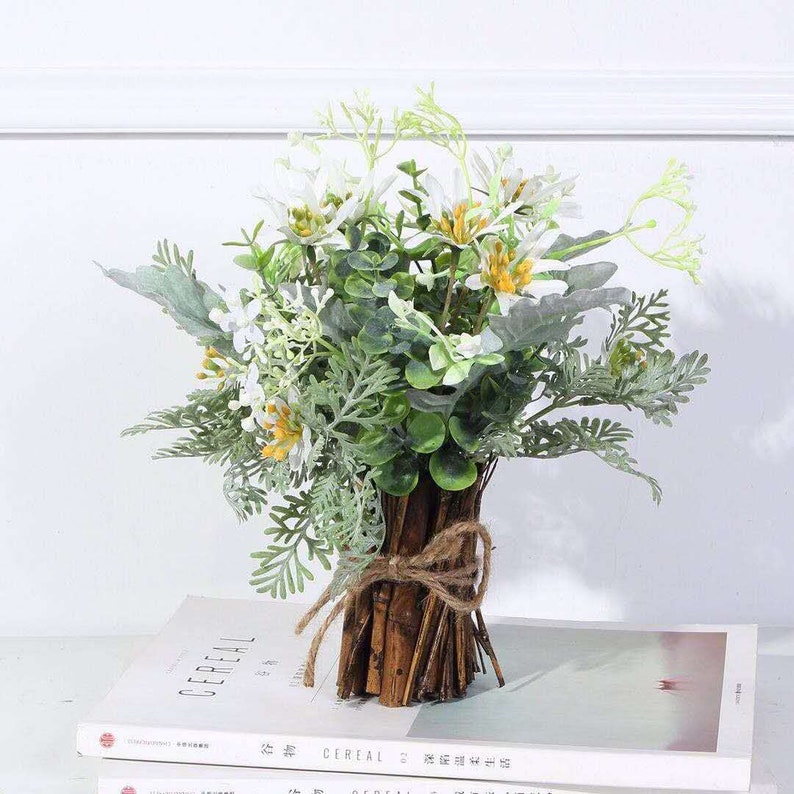 Artificial Flower Arrangement Fake Plants Home Decor Rustic Etsy