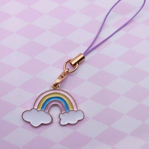 Rainbow cloud phone charm kawaii cute zip pencil case bag diary planner journal