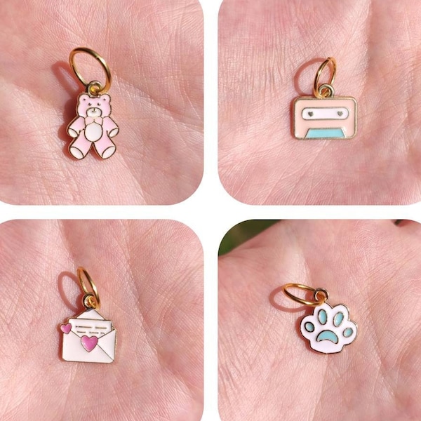 Cute roller skate charms teddy bear 90s tape pastel heart kawaii shoe lace charm