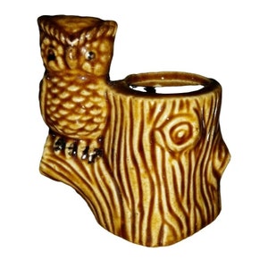 Ceramic owl toothpick holder figurine collectible bird decor sculpture kitschy