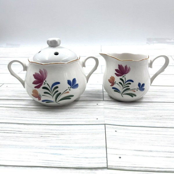 Provincial Designs Hampton NIKKO JAPAN Creamer Sugar Set Floral with Flaws