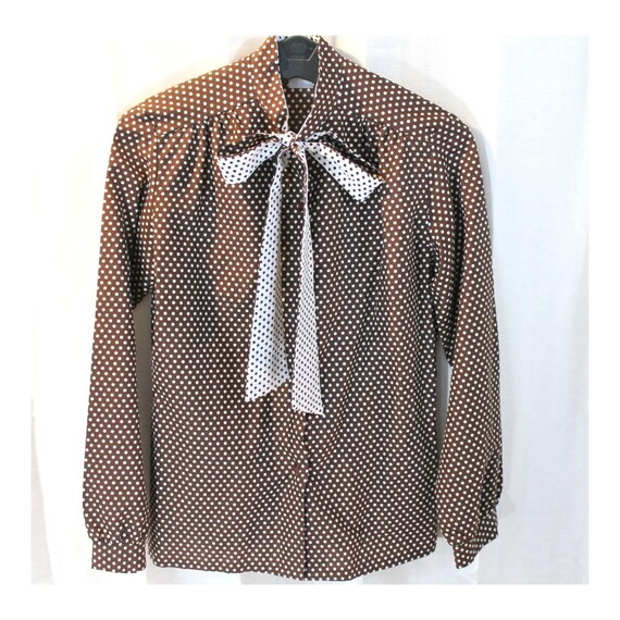 Polka Dot Blouse Brown and White Long 