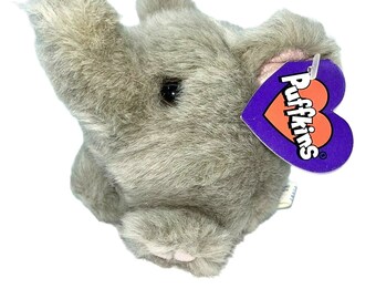 Vtg 90s Puffkins Elly the Elephant Gray Plush  4" Stuffed Animal Plushie Stuffy