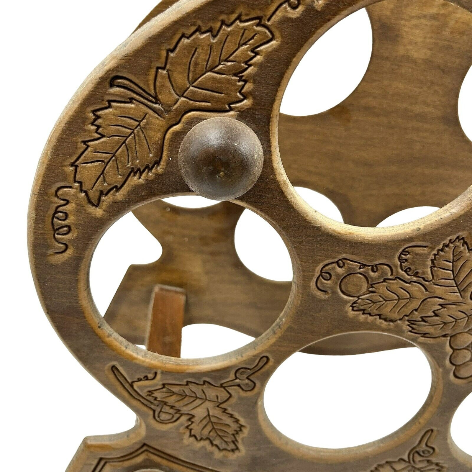 Vintage Carved Wood Wine Bottle Rack Holder Display Holds 6 Grapes ...
