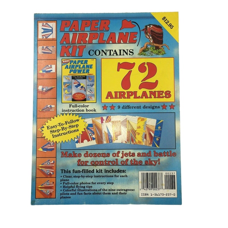 Paper Airplane Kit Book With 9 Designs Templates Full Color Etsy