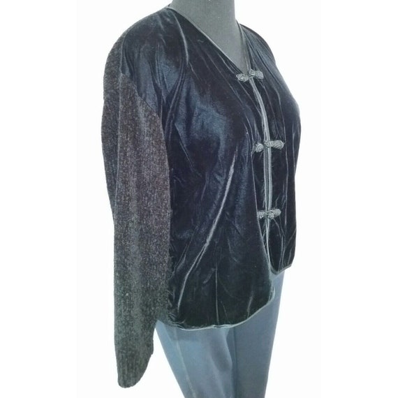 Black velour jacket sweater sz M Med EXPRESS TRIC… - image 2