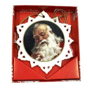 Vintage Santa Claus Christmas Tree Ornament Porcelain Ceramic Ideals Publishing