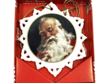 Adorno para árbol de Navidad de Papá Noel vintage, porcelana, cerámica, ideals Publishing