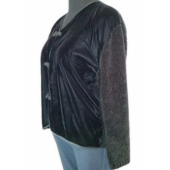 Black velour jacket sweater sz M Med EXPRESS TRIC… - image 5