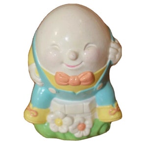 Vtg Avon Humpty Dumpty Piggy Bank 1982 5.5&quot; tall Ceramic Mother Goose Nursery