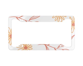 Yellow and Orange Floral License Plate Frame