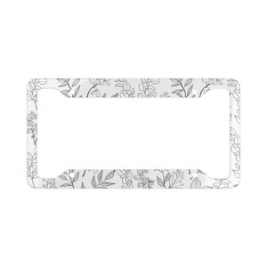 Minimalist Floral Line Art License Plate Frame