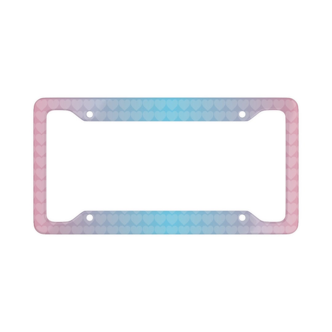 Pink License Frame Pink to Blue Hearts License Plate Frame - Etsy