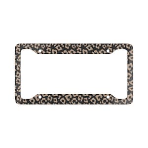 Black and Tan Leopard Print License Plate Frame