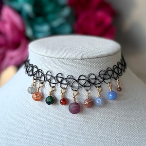 Solar System Choker - Crystal Bead Astrology Stretch Choker Necklace, Astro Jewelry Gift for Her