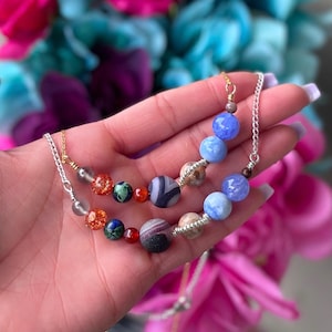 Solar System Necklace - Crystal Astrology Necklace, 16K Gold Plated or Silver Plated Astrology Zodiac Planets Necklace 16-20”, MADE-TO-ORDER