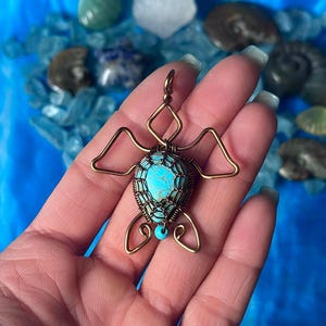 Wire Wrap Turtle - Howlite Turquoise Summer Turtle Pendant Necklace MADE-TO-ORDER