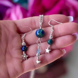 Planet Necklace/Earrings - Crystal Astrology Necklace and/or Earring Set, ”, Outer Space Solar System Astronomy Jewelry, MADE-TO-ORDER