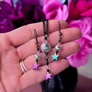 Full Moon Necklace/Earrings - Crystal Astrology Moon Necklace and/or Earring Set, ”, Outer Space Solar System Galaxy Jewelry, MADE-TO-ORDER