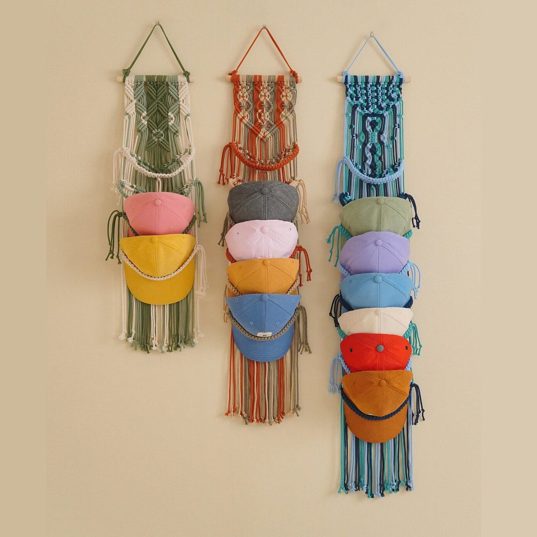 Baseball Hat Rack, Gift for Him, Macrame Hat Hanger, Baseball Cap ...